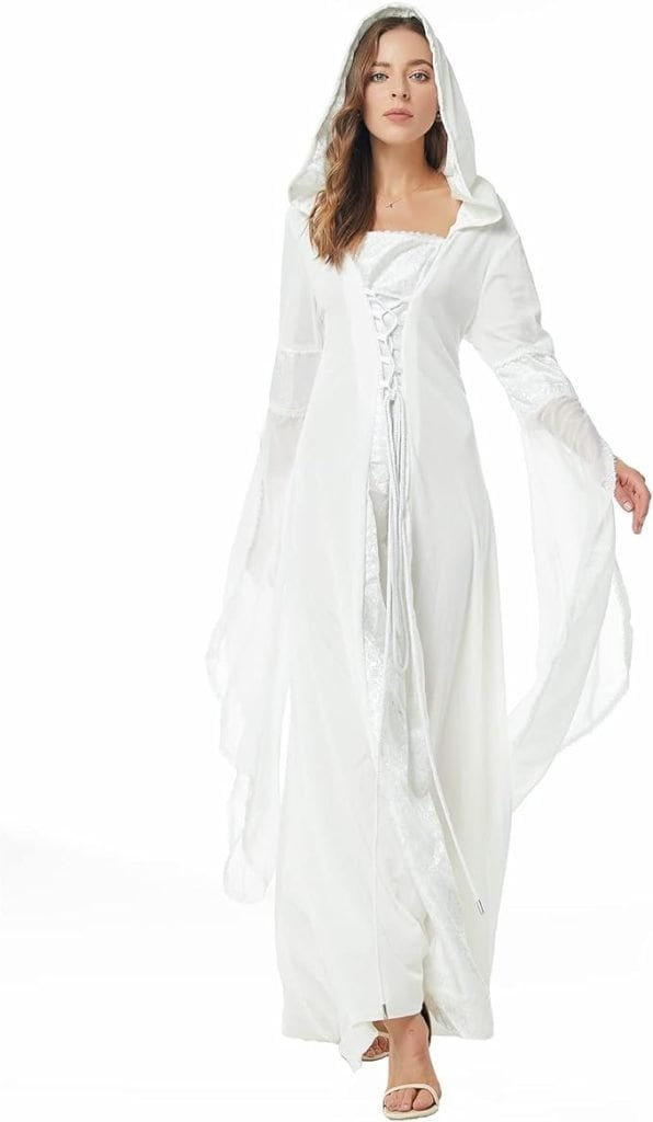 Hooded Witchy white dress 